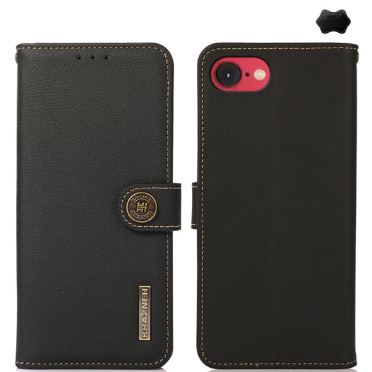 For iPhone SE 2024 KHAZNEH Custer Genuine Leather RFID Phone Case(Black) - More iPhone Cases by buy2fix | Online Shopping UK | buy2fix