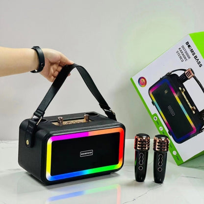 M3201 Portable Colorful Bluetooth Speaker Home Retro Karaoke Dual-Mic Speaker(Black) - Desktop Speaker by buy2fix | Online Shopping UK | buy2fix