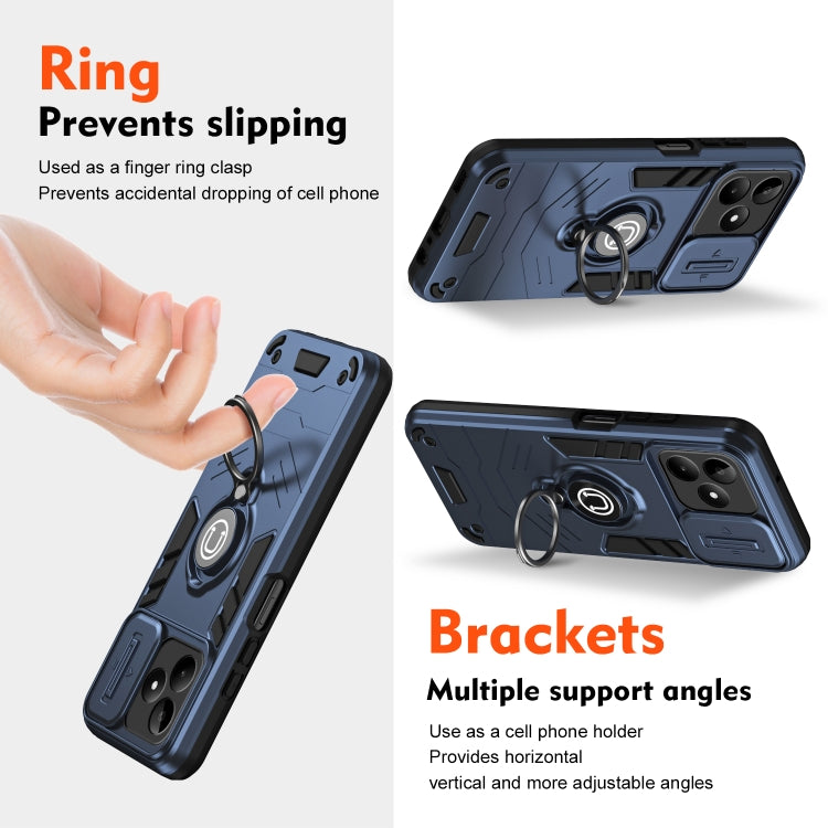 For Realme C53 / C51 / Narzo N53 Camshield Ring Holder Phone Case(Royal Blue) - Realme Cases by buy2fix | Online Shopping UK | buy2fix