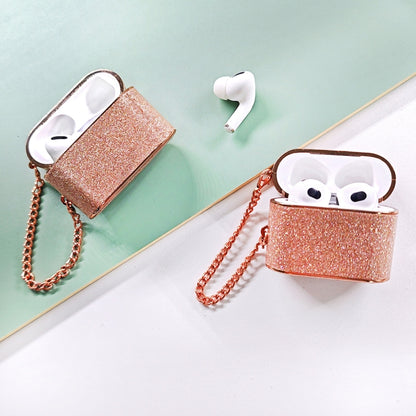 For AirPods 3 Cylindrical Glitter Leather Texture Bluetooth Earphone Protective Case(Rose Gold) - For AirPods 3 by buy2fix | Online Shopping UK | buy2fix