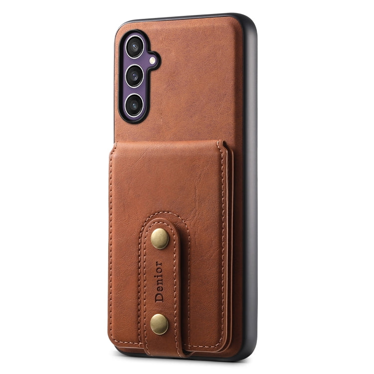 For Samsung Galaxy S23 FE 5G Denior D14 NK Retro Pattern MagSafe Magnetic Card Holder Leather Phone Case(Brown) - Galaxy S23 FE 5G Cases by Denior | Online Shopping UK | buy2fix