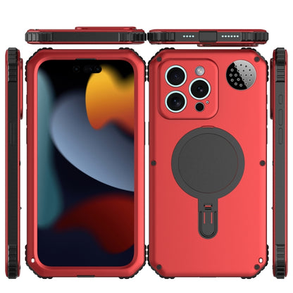 For iPhone 15 Aromatherapy MagSafe Holder Life Waterproof Rugged Phone Case(Red) - iPhone 15 Cases by buy2fix | Online Shopping UK | buy2fix
