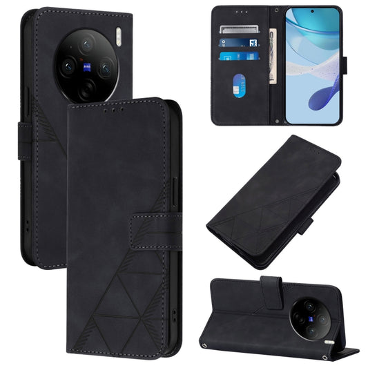 For vivo X100s Crossbody 3D Embossed Flip Leather Phone Case(Black) - vivo Cases by buy2fix | Online Shopping UK | buy2fix