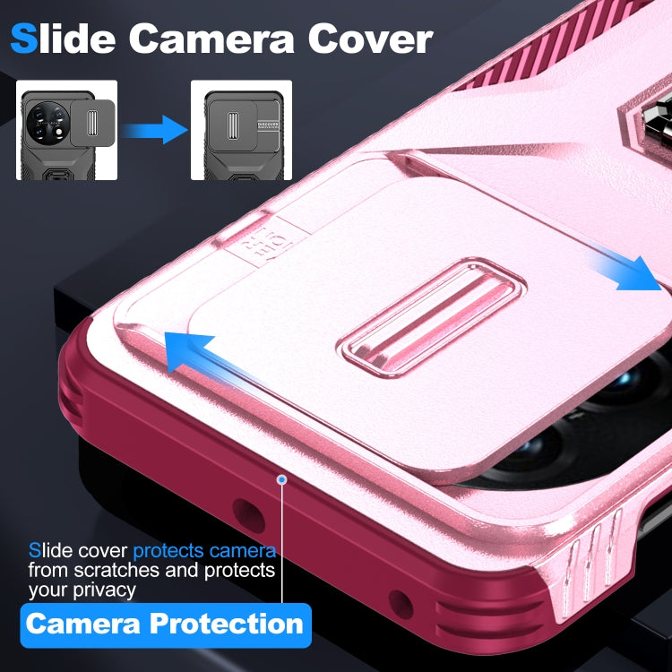 For OnePlus 11 5G Sliding Camshield Holder Phone Case(Pink + Rose Red) - OnePlus Cases by buy2fix | Online Shopping UK | buy2fix