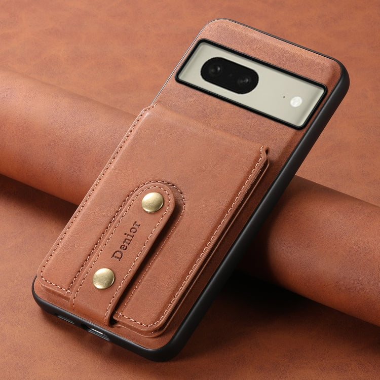 For Google Pixel 8 Denior D14 NK Retro Pattern MagSafe Magnetic Card Holder Leather Phone Case(Brown) - Google Cases by Denior | Online Shopping UK | buy2fix