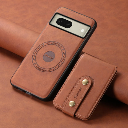 For Google Pixel 8 Denior D14 NK Retro Pattern MagSafe Magnetic Card Holder Leather Phone Case(Brown) - Google Cases by Denior | Online Shopping UK | buy2fix