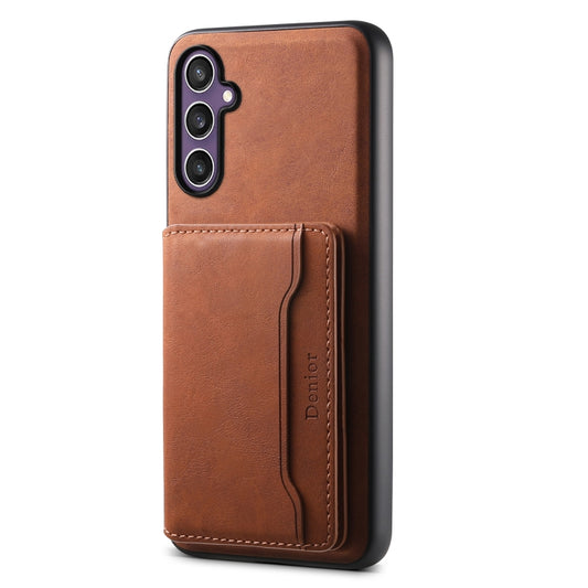 For Samsung Galaxy S23 FE 5G Denior D13 Retro Texture Leather MagSafe Card Bag Phone Case(Brown) - Galaxy S23 FE 5G Cases by Denior | Online Shopping UK | buy2fix