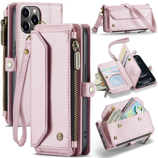 For iPhone 12 Pro CaseMe C36 Card Slots Zipper Wallet RFID Anti-theft Leather Phone Case(Pink) - iPhone 12 / 12 Pro Cases by CaseMe | Online Shopping UK | buy2fix