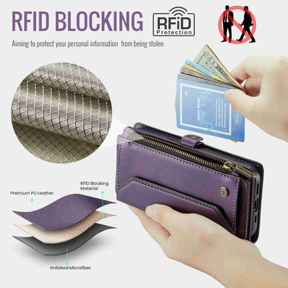 For iPhone 12 mini CaseMe C36 Card Slots Zipper Wallet RFID Anti-theft Leather Phone Case(Purple) - iPhone 12 mini Cases by CaseMe | Online Shopping UK | buy2fix