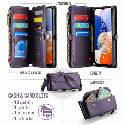 For Samsung Galaxy A14 5G / 4G CaseMe C36 Card Slots Zipper Wallet RFID Anti-theft Leather Phone Case(Purple) - Galaxy Phone Cases by CaseMe | Online Shopping UK | buy2fix