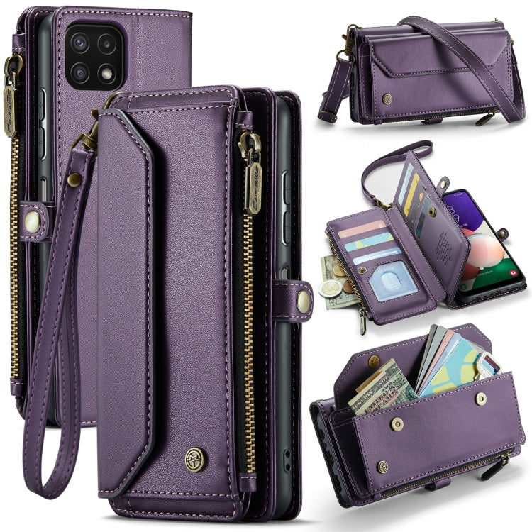 For Samsung Galaxy A22 5G CaseMe C36 Card Slots Zipper Wallet RFID Anti-theft Leather Phone Case(Purple) - Galaxy Phone Cases by CaseMe | Online Shopping UK | buy2fix