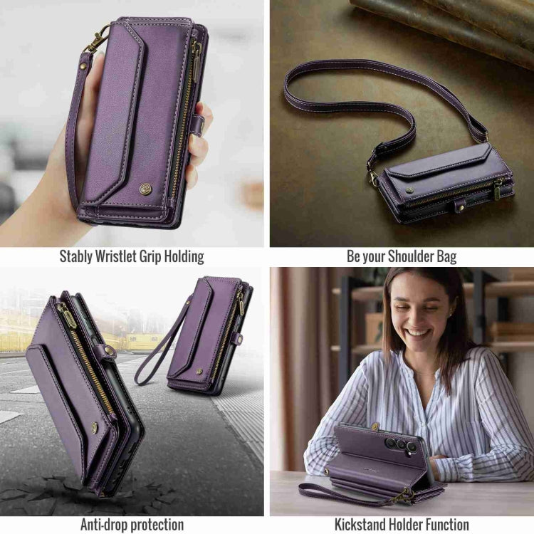 For Samsung Galaxy A25 CaseMe C36 Card Slots Zipper Wallet RFID Anti-theft Leather Phone Case(Purple) - Galaxy Phone Cases by CaseMe | Online Shopping UK | buy2fix