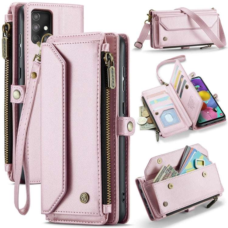 For Samsung Galaxy A51 4G CaseMe C36 Card Slots Zipper Wallet RFID Anti-theft Leather Phone Case(Pink) - Galaxy Phone Cases by CaseMe | Online Shopping UK | buy2fix