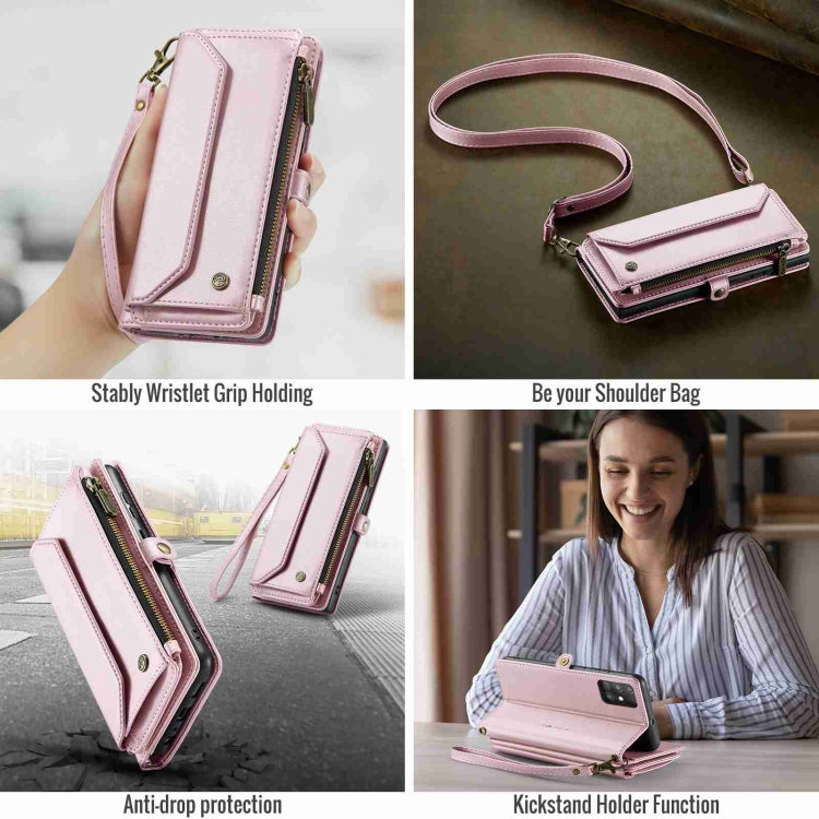 For Samsung Galaxy A51 4G CaseMe C36 Card Slots Zipper Wallet RFID Anti-theft Leather Phone Case(Pink) - Galaxy Phone Cases by CaseMe | Online Shopping UK | buy2fix