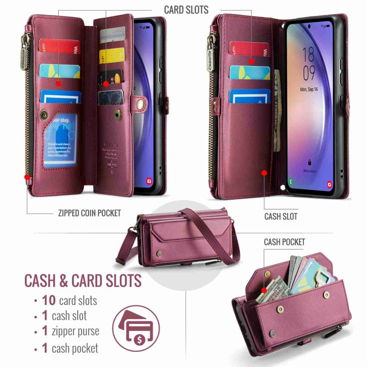 For Samsung Galaxy A54 5G CaseMe C36 Card Slots Zipper Wallet RFID Anti-theft Leather Phone Case(Wine Red) - Galaxy Phone Cases by CaseMe | Online Shopping UK | buy2fix