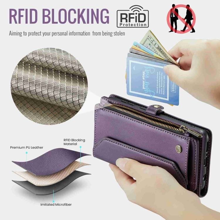 For Samsung Galaxy A71 4G CaseMe C36 Card Slots Zipper Wallet RFID Anti-theft Leather Phone Case(Purple) - Galaxy Phone Cases by CaseMe | Online Shopping UK | buy2fix