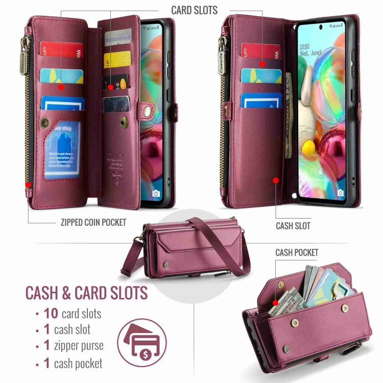 For Samsung Galaxy A71 4G CaseMe C36 Card Slots Zipper Wallet RFID Anti-theft Leather Phone Case(Wine Red) - Galaxy Phone Cases by CaseMe | Online Shopping UK | buy2fix