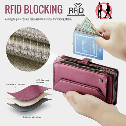 For Samsung Galaxy S20 CaseMe C36 Card Slots Zipper Wallet RFID Anti-theft Leather Phone Case(Wine Red) - Galaxy Phone Cases by CaseMe | Online Shopping UK | buy2fix