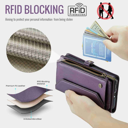 For Samsung Galaxy S21 5G CaseMe C36 Card Slots Zipper Wallet RFID Anti-theft Leather Phone Case(Purple) - Galaxy S21 5G Cases by CaseMe | Online Shopping UK | buy2fix