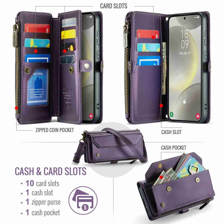 For Samsung Galaxy S24 5G CaseMe C36 Card Slots Zipper Wallet RFID Anti-theft Leather Phone Case(Purple) - Galaxy S24 5G Cases by CaseMe | Online Shopping UK | buy2fix