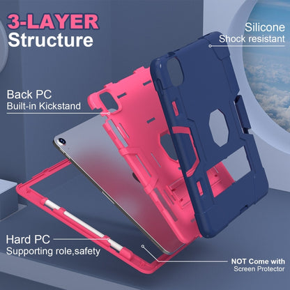 For iPad Air 11 2024 Contrast Color Silicone Acrylic PC Tablet Case with Holder(Navy Blue Rose Red) - iPad Air 11 2024 Cases by buy2fix | Online Shopping UK | buy2fix