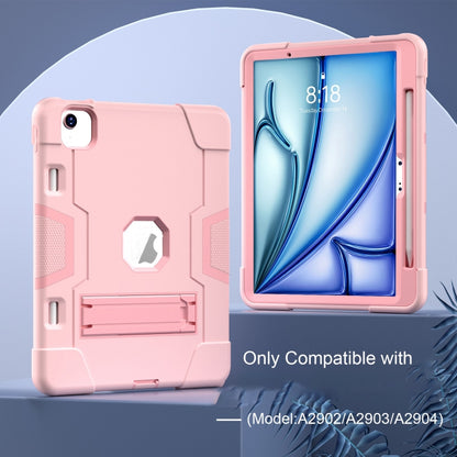 For iPad Air 11 2025 / 2024 Contrast Color Silicone Acrylic PC Tablet Case with Holder(Rose Gold) - iPad Air 11 2025 / 2024 Cases by buy2fix | Online Shopping UK | buy2fix