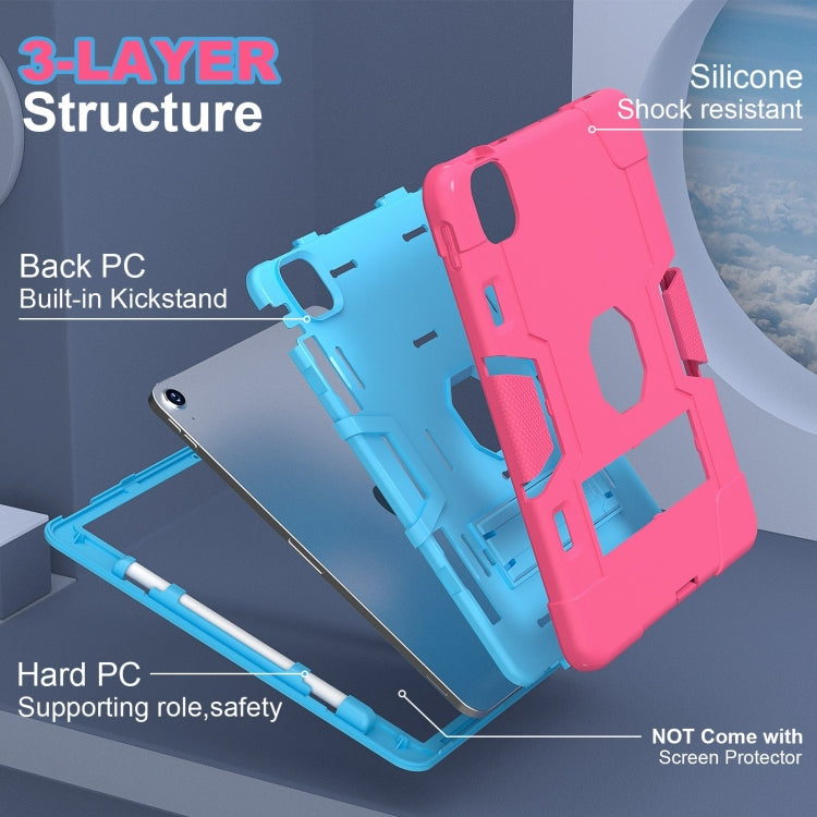 For iPad Air 11 2024 Contrast Color Silicone Acrylic PC Tablet Case with Holder(Rose Red Blue) - iPad Air 11 2024 Cases by buy2fix | Online Shopping UK | buy2fix