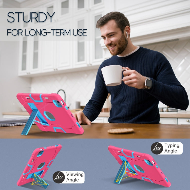 For iPad Air 11 2024 Contrast Color Silicone Acrylic PC Tablet Case with Holder(Rose Red Blue) - iPad Air 11 2024 Cases by buy2fix | Online Shopping UK | buy2fix