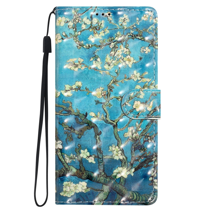 For iPhone 16 Pro Max 3D Pattern Leather Phone Case(Blue Base Apricot Flower) - iPhone 16 Pro Max Cases by buy2fix | Online Shopping UK | buy2fix