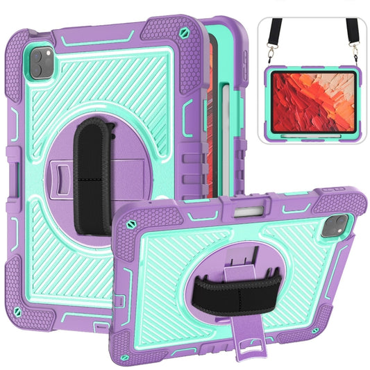 For iPad Pro 11 2024 360 Degree Rotation PC Contrast Silicone Tablet Case(Purple + Mint Green) - iPad Pro 11 2024 Cases by buy2fix | Online Shopping UK | buy2fix