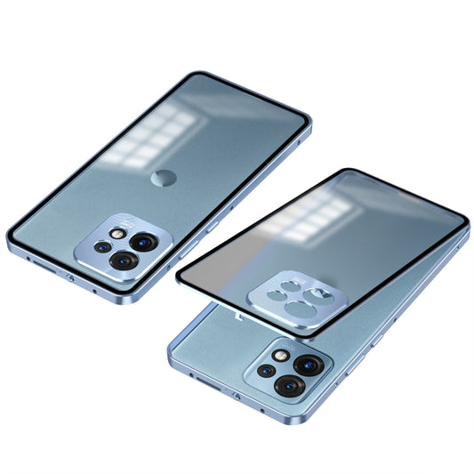 For Motorola Moto X40 Snap Buckle Metal Frame Frosted Phone Case(Blue) - Motorola Cases by buy2fix | Online Shopping UK | buy2fix