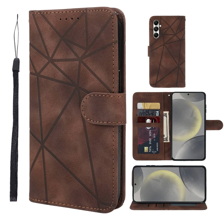 For Samsung Galaxy S24+ / S25+ 5G Skin Feel Geometric Lines Leather Phone Case(Brown) - Galaxy S24+ 5G Cases by buy2fix | Online Shopping UK | buy2fix