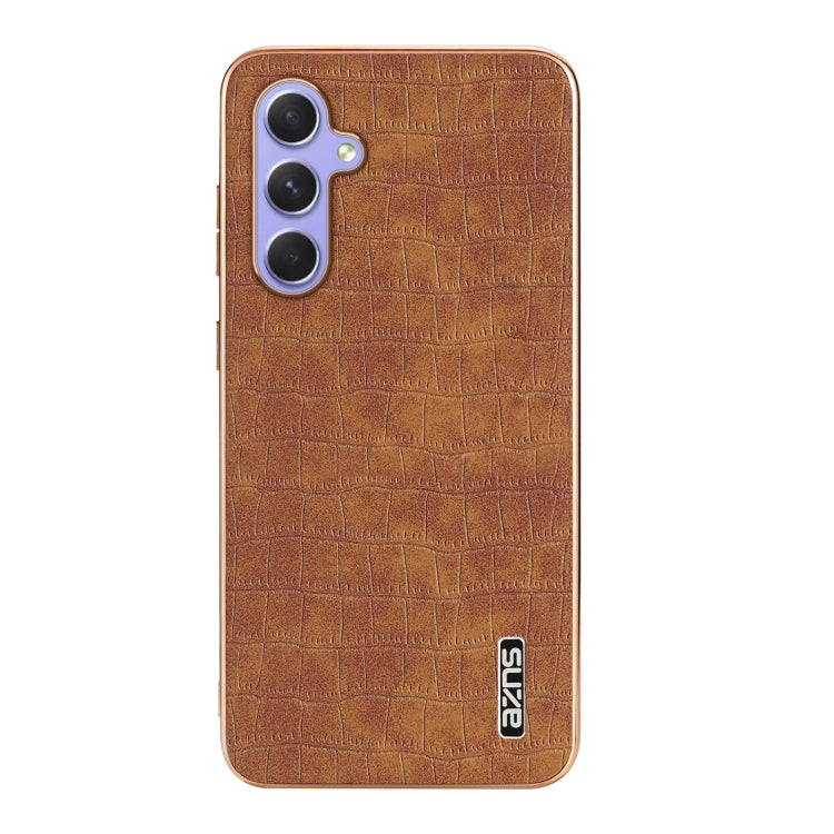 For Samsung Galaxy S23 FE 5G AZNS Electroplated Frame Crocodile Texture Full Coverage Phone Case(Brown) - Galaxy S23 FE 5G Cases by AZNS | Online Shopping UK | buy2fix