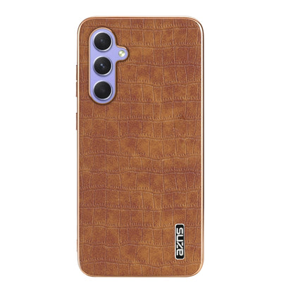 For Samsung Galaxy S23 FE 5G AZNS Electroplated Frame Crocodile Texture Full Coverage Phone Case(Brown) - Galaxy S23 FE 5G Cases by AZNS | Online Shopping UK | buy2fix