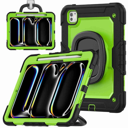 For iPad Pro 11 2024 Handle Silicone Hydric PC Tablet Case with Shoulder Strap(Yellow Green PC) - iPad Pro 11 2024 Cases by buy2fix | Online Shopping UK | buy2fix