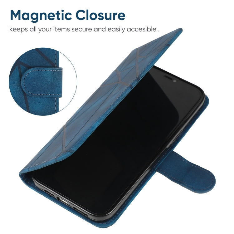For Motorola Moto G Power 5G 2024 Skin Feel Geometric Lines Leather Phone Case(Blue) - Motorola Cases by buy2fix | Online Shopping UK | buy2fix