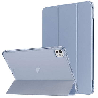 For iPad Pro 11 2024 Tri-fold Holder TPU Cover Frosted Leather Smart Tablet Case withh Pen Slot(Purple) - iPad Pro 11 2024 Cases by buy2fix | Online Shopping UK | buy2fix