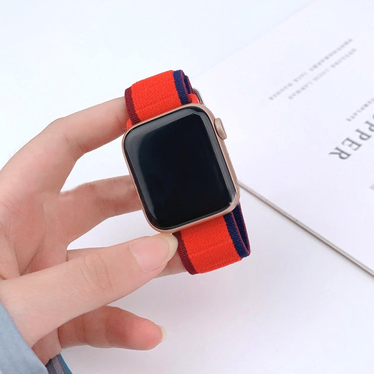 For Apple Watch Ultra 49mm Nylon Elastic Buckle Watch Band(Black Orange) - Watch Bands by buy2fix | Online Shopping UK | buy2fix