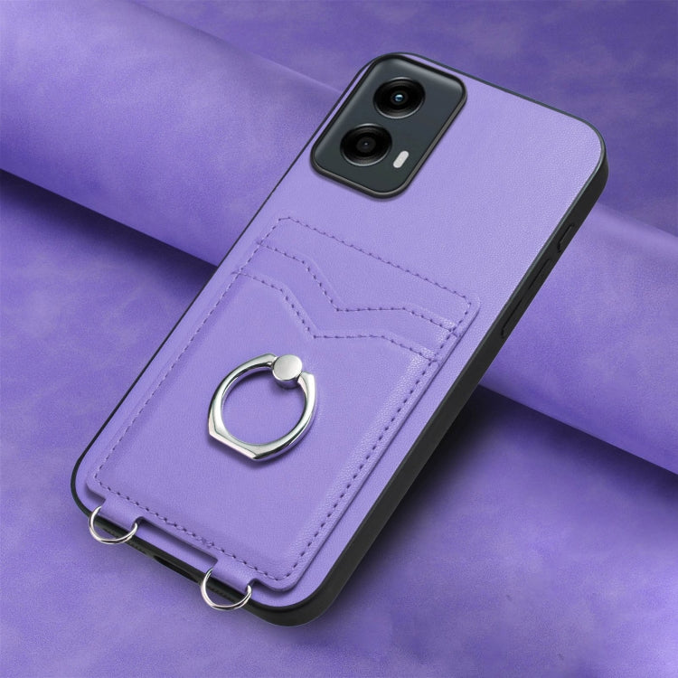 For Motorola Moto G Play 2024 5G R20 Ring Card Holder Phone Case(Purple) - Motorola Cases by buy2fix | Online Shopping UK | buy2fix