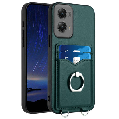 For Motorola Moto G Stylus 5G 2024 R20 Ring Card Holder Phone Case(Green) - Motorola Cases by buy2fix | Online Shopping UK | buy2fix