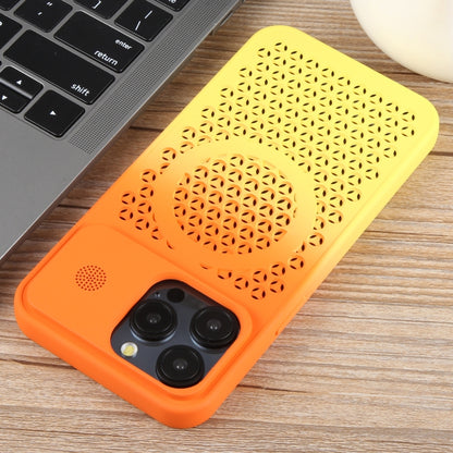 For iPhone 15 Pro Gradient Color Honeycomb Aromatherapy MagSafe Phone Case(Orange Yellow) - iPhone 15 Pro Cases by buy2fix | Online Shopping UK | buy2fix