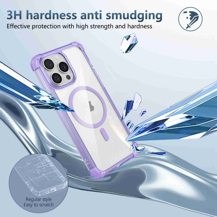 For iPhone 15 Transparent MagSafe Magnetic Phone Case(Purple) - iPhone 15 Cases by buy2fix | Online Shopping UK | buy2fix