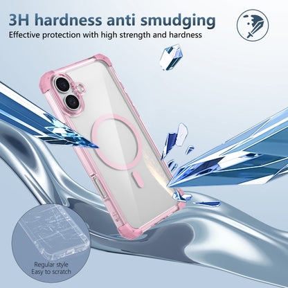 For iPhone 16 Plus Transparent MagSafe Magnetic Phone Case(Pink) - iPhone 16 Plus Cases by buy2fix | Online Shopping UK | buy2fix