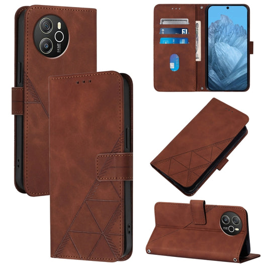 For Blackview Shark 8 Crossbody 3D Embossed Flip Leather Phone Case(Brown) - More Brand by buy2fix | Online Shopping UK | buy2fix