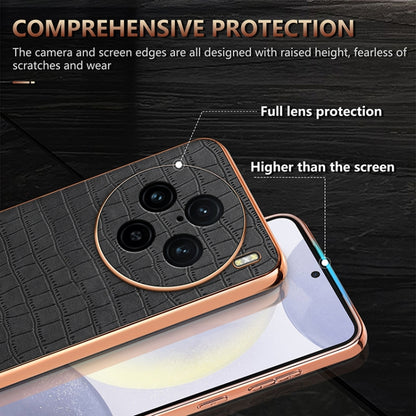 For vivo X100 Pro 5G / X100s Pro AZNS Electroplated Frame Crocodile Texture Full Coverage Phone Case(Brown) - X100 Pro Cases by AZNS | Online Shopping UK | buy2fix