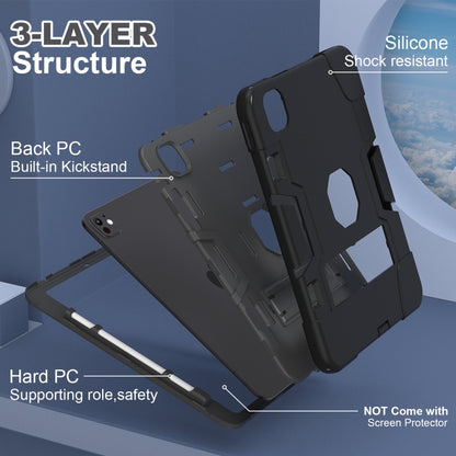 For iPad Pro 13 2024 Contrast Color Silicone Acrylic PC Tablet Case with Holder(Black) - iPad Pro 13 2024 Cases by buy2fix | Online Shopping UK | buy2fix