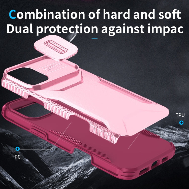 For iPhone 16 Sliding Camshield Phone Case(Pink + Rose Red) - iPhone 16 Cases by buy2fix | Online Shopping UK | buy2fix