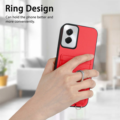 For Motorola Moto G Power 5G 2024 R20 Crossbody Rope Ring Card Holder Phone Case(Red) - Motorola Cases by buy2fix | Online Shopping UK | buy2fix