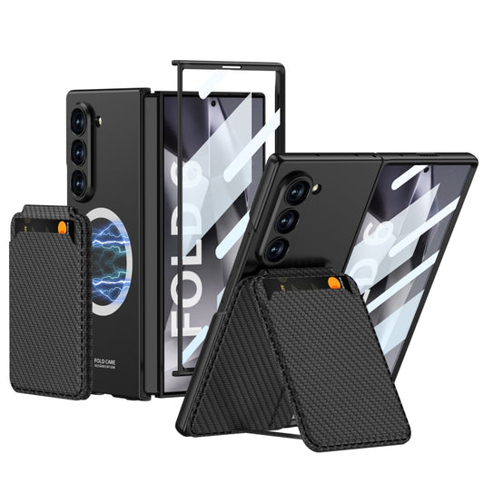 For Samsung Galaxy Z Fold6 GKK Integrated Magsafe Detachable Card Slot Phone Case(Carbon Fiber) - Galaxy Z Fold6 5G Cases by GKK | Online Shopping UK | buy2fix