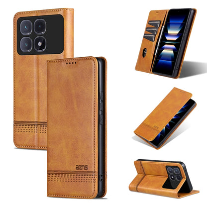 For Redmi K70 Ultra AZNS Magnetic Calf Texture Flip Leather Phone Case(Light Brown) - Xiaomi Cases by AZNS | Online Shopping UK | buy2fix